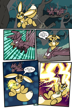 5_panel_comic ambiguous_gender attack balloon balloon_with_face beak being_watched black_nose black_text branch brown_body dialogue dodging electricity electricity_manipulation elemental_manipulation empty_eyes exclamation_point eyes_closed feathered_wings feathers feet feral floating flying forest green_eyes group inflatable jewelry looking_at_another magic motion_lines mouth_closed open_mouth open_smile outside page_number paws pendant plant shrub smile speech_bubble tail tail_feathers talking_to_another talons text toes toony tree trio white_eyes white_sclera wings virmir roko_kirihoko animate_inanimate canid canine fox living_inflatable mammal 2025 2:3 absurd_res comic english_text hi_res