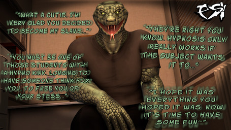 anthro black_sclera bottomwear brown_clothing brown_shirt brown_topwear clothed clothed_anthro clothed_male clothing dialogue green_body green_scales hypnosis hypnotizing_viewer looking_at_viewer male mind_control pants scales shirt solo t-shirt talking_to_viewer text tongue tongue_out topwear yellow_eyes psikokinetic petruz_(modeler) isamu_(psikokinetic) reptile scalie snake 2024 3d_(artwork) digital_media_(artwork) english_text hi_res source_filmmaker_(artwork)
