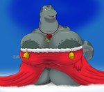 anthro areola areola_slip bell big_breasts blush breasts clothing dress female freckled_breasts freckled_face freckles genitals gloves handwear holidays huge_breasts hyper hyper_breasts jingle_bell mistletoe nipple_outline overweight overweight_female plant pussy shaking_breasts solo sound_effects spots alythewolfcat christmas reptile scalie snake hi_res