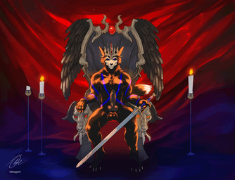 anthro bone candle chair erection furniture genitals looking_at_viewer male melee_weapon nude penis skull skull_head solo sword throne weapon osleepyevil charlie_fisher_(skulldog) skulldog_(species) animated