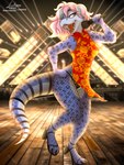 anthro asian_clothing chinese_clothing chinese_dress clothing dress east_asian_clothing female fishnet_clothing fishnet_legwear legwear panties singing solo underwear link6432 kayla_(katlo) reptile scalie absurd_res hi_res