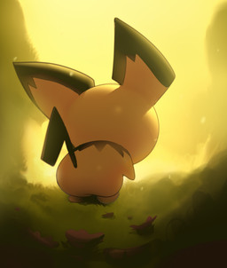ambiguous_gender black_tail chibi feral fur multicolored_body rear_view solo tail yellow_body yellow_fur inkune nintendo pokemon generation_2_pokemon mammal pichu pokemon_(species) rodent 2021 digital_media_(artwork) lol_comments