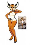 anthro breasts cloven_hooves female hand_on_hip hello_deer hooves looking_at_viewer open_mouth solo standing wide_hips herny cross_country_detours looney_tunes tex_avery warner_brothers deer mammal hi_res