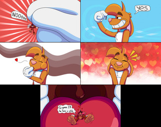 3_toes 4_fingers anthro big_feet big_tongue cartoon_gloves collar duo extreme_size_difference eyebrows feet fingers heart_symbol inside_mouth macro male male/male mawplay micro open_mouth pawpads paws red_tongue size_difference soft_vore soles text toes tongue toony uvula vore wide_tongue doggydog doggydog_(character) roderick_(tamerkoh) toon_doggydog_(doggydog) canid canine canis domestic_dog lagomorph leporid mammal rabbit absurd_res comic english_text hi_res