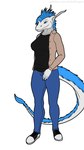 anthro bottomwear breast_outline breasts claws clothing denim denim_bottomwear denim_clothing dress_shirt female footwear hair jeans long_ears mane mane_hair medium_breasts pants shirt shoes sneakers solo tail tail_tuft topwear tuft rebeldragon101 mythology christa_(rebeldragon101) dragon mythological_creature mythological_scalie scalie 9:16 hi_res