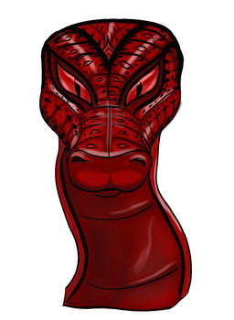 hypnotic_eyes male male/male red_body solo zetcha 35fox python reptile scalie snake headshot_portrait portrait