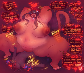 age_difference anthro belly big_belly big_breasts black_lips bouncing_breasts breasts brown_body brown_fur collar dirty_talk dominant dominant_female duo eyes_closed eyewear eyewear_only female fur glasses glasses_only hands_behind_head heart_symbol huge_breasts impregnation_request larger_female larger_penetrated lips looking_pleasured male male/female mature_female moan nude obese obese_anthro obese_female older_female overweight overweight_anthro overweight_female penetration penile penile_penetration penis_in_vagina power_bottom size_difference tail vaginal vaginal_penetration wearing_glasses younger_male screwbones catherine_(noeticred) cougar domestic_cat felid feline felis mammal hi_res