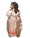 accessory big_breasts bottomwear breasts cleavage clothed clothing female fur hair loincloth smile solo thick_thighs blackbetty equid equine horse mammal 4:5 hi_res