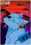 80's_theme border feral fur hair looking_at_viewer solo white_border darkito420 walkman canid canine canis mammal digital_media_(artwork) hi_res