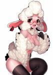 anthro breasts cleavage clothed clothing ear_piercing ear_tag eyewear female fur glasses gloves handwear piercing solo white_body white_fur white_wool wool_(fur) celebrated_earl disney zootopia dawn_bellwether bovid caprine mammal sheep 2017 absurd_res hi_res