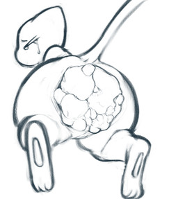 ambiguous_anthro ambiguous_gender ambiguous_pooping anthro anus bodily_fluids butt constipation crowning_feces crying excessive_feces eyes_closed feces hyper hyper_feces pawpads pooping raised_tail scatplay solo tail tears tiosqr nintendo pokemon generation_1_pokemon legendary_pokemon mew_(pokemon) pokemon_(species) hi_res monochrome
