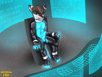 animal_genitalia animal_penis anthro bdsm bondage bound canine_genitalia canine_penis drone dronification erection genitals latex male penis solo submissive submissive_male text drakethefox canid canine canis mammal wolf 4:3 english_text