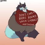 anthro big_breasts breasts butt female huge_breasts huge_thighs hyper hyper_breasts hyper_thighs meme_shirt obese overweight pose solo thick_thighs andybrew felid feline mammal 1:1 absurd_res hi_res pinup