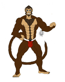 abs anthro areola blue_eyes brown_body brown_eyebrows brown_fur bulge clothed clothing detailed_bulge eyebrows fur grin jockstrap jockstrap_only looking_at_viewer male male_anthro muscular muscular_anthro muscular_male nipples pecs plantigrade pointy_ears simple_background smile solo standing tail topless underwear underwear_only white_background shadowmark_wolf arunachal_macaque haplorhine macaque mammal monkey old_world_monkey primate 2015 digital_drawing_(artwork) digital_media_(artwork) flat_colors full-length_portrait hi_res portrait