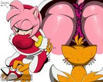 2_tails animal_print anthro black_nose bodily_fluids butt clothed clothing dialogue duo eyelashes female footwear gloves handwear imminent_facesitting jaguar_print leopard_print_panties multi_tail simple_background sweat tail text underwear white_background conditional_dnp digitaldomain123 sega sonic_the_hedgehog_(series) amy_rose miles_prower canid canine eulipotyphlan fox hedgehog mammal 2021 5:4 digital_media_(artwork) english_text hi_res