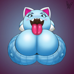 areola big_breasts blue_areola blue_body blue_nipples blush breasts clothing cuff_links fake_cat_ears fake_ears female fishnet_clothing fishnet_topwear huge_breasts hyper hyper_breasts looking_at_viewer nipples open_mouth solo tongue tongue_out topwear uvula supermoonshroom mario_bros nintendo paper_mario lahla_(mario) boo_(mario) ghost spirit 1:1 hi_res