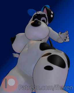 anthro anthrofied big_breasts black_spots breasts female fur genitals gradient_background huge_breasts looking_at_viewer looking_down low-angle_view markings nipples nude simple_background solo spots spotted_body thick_thighs vulva white_body white_fur wide_hips fharen 101_dalmatian_street 101_dalmatians disney dizzy_(101_dalmatians) canid canine canis dalmatian domestic_dog mammal 3d_(artwork) 4:5 digital_media_(artwork) hi_res