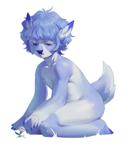 anthro chibi fur hair male narrowed_eyes nude realistic_lighting realistic_shading simple_background solo white_background white_body cozydivan deer mammal 2022 absurd_res detailed digital_media_(artwork) hi_res