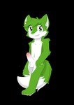 anthro arm_tuft ball_tuft black_background cheek_tuft elbow_tuft erection facial_tuft foreskin fur genitals green_body green_eyes green_fur green_nose grin hair humanoid_genitalia humanoid_penis leg_tuft looking_at_viewer male navel pawpads penis short_hair shoulder_tuft simple_background smile solo standing three-quarter_view tuft unsigned white_body white_fur white_inner_ear white_pawpads white_penis young kewkungzn canid mammal full-length_portrait hi_res portrait