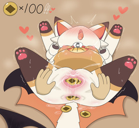 anal anal_fluids anal_orgasm anal_penetration anal_storage anthro anus belly big_belly blush blush_lines bodily_fluids breasts brown_body brown_fur butt cavity_storage clitoris clothed clothing coin duo ejaculation faceless_character faceless_male female fur gaping gaping_anus gaping_vagina genital_fluids genitals hands-free lying lying_on_ground male male/female money_in_ass money_in_pussy nipples nude on_front on_ground orgasm paws penetration pink_nipples spread_anus spread_butt spread_legs spread_vulva spreading underwear vaginal vaginal_fluids vaginal_penetration vaginal_storage vulva wet wet_clothing wet_underwear white_body white_fur wings caroll makemon maneko_(makemon) demon felid feline felis human mammal hi_res
