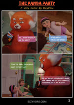 2023 3d_(artwork) abby_park_(turning_red) ailurid animated anthro bedroom bizyvore child comic dialogue digital_media_(artwork) disney feet female female/female group hi_res human loop mammal meilin_lee_(turning_red) miriam_mendelsohn_(turning_red) no_sound pixar red_panda short_playtime size_difference text trio turning_red webm young