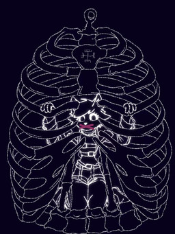 alternative_fashion anthro bone bottomwear clothed clothing covered_mouth fingers goth looking_at_viewer male mystical restraints rib_cage skeleton solo straitjacket topwear kawasakiwind mikhail_(kawasakiwind) canid canine fox mammal 3:4 digital_drawing_(artwork) digital_media_(artwork) hi_res line_art monochrome
