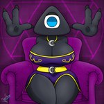 big_breasts black_body black_skin breasts female furniture hands_up hexagram looking_at_viewer sofa solo symbol witch_costume whygenamoon absolute_cinema adafas_(whygenamoon) humanoid absurd_res hi_res meme