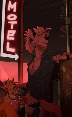 aloha_shirt anthro anthro_on_anthro anthro_penetrated anthro_penetrating anthro_penetrating_anthro athletic athletic_anthro athletic_male bodily_fluids bottomwear bottomwear_down clothed clothed_anthro clothed_male clothing cum cum_from_mouth cum_in_mouth cum_inside duo eyes_closed fellatio genital_fluids genitals hand_on_partner's_head jewelry leaking_cum male male/male male_penetrated male_penetrating male_penetrating_male necklace nervous nipples oral pants pants_down partially_clothed pattern_clothing pattern_shirt pattern_topwear penetration penile penis penis_in_mouth public sex shirt smile tail teeth tongue topwear underwear underwear_down heromule scraps_(neverwolf) canid canine fox hyena mammal 2022 absurd_res hi_res
