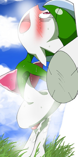 blush bodily_fluids cum genital_fluids genitals male penis solo sweat thick_calves thin_thighs pasaran nintendo pokemon gallade generation_4_pokemon humanoid pokemon_(species) 2015