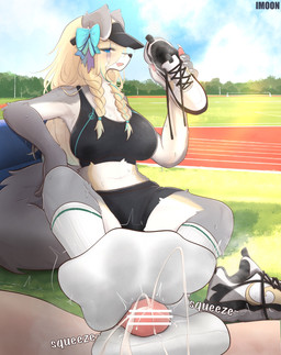 anthro asymmetrical_footwear barefoot blonde_hair blue_eyes blue_sky blush bodily_fluids bow_ribbon breasts claws clothing cloud cum cum_on_clothing cum_on_feet cum_on_footwear cum_on_socks dirty dirty_clothing dirty_socks duo feet female first_person_view foot_fetish foot_focus foot_play footjob footwear genital_fluids genitals grass hair human_on_anthro human_pov interspecies male male/female musk musky_feet nails pawpads paws penis plant plantigrade sex shoes sky smelly smelly_feet smelly_socks sock_fetish sockjob socks soles steamy_feet sweat sweaty_feet tail toes two-footed_footjob white_clothing white_footwear white_socks yimoon640 canid canine canis human mammal wolf hi_res