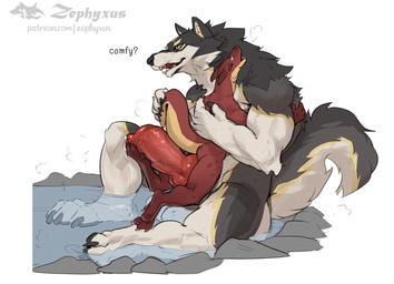 animal_genitalia animal_penis anthro big_penis biped black_body black_fur bodily_fluids canine_genitalia canine_penis claws duo erection feet foot_fetish foot_on_penis foot_play fur genital_fluids genitals hot_spring hug huge_penis knot larger_male male male/male multicolored_body multicolored_fur penis precum red_body red_penis size_difference smaller_male toe_claws water white_body white_fur yellow_body yellow_fur zephyxus mythology favonius canid canine kobold mammal mythological_canine mythological_creature scalie werecanid werecanine werecreature werewolf 2026 digital_media_(artwork)