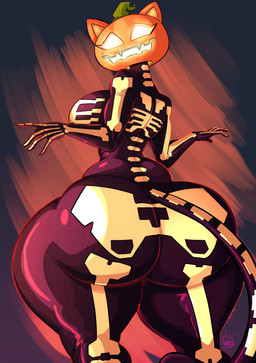 anthro big_breasts big_butt breasts butt clothing female fingers food for_a_head fruit huge_butt plant pumpkin pumpkin_head skinsuit solo tail thick_thighs tight_clothing jaeh epic_games fortnite spice_(fortnite) domestic_cat felid feline felis mammal object_head 2025 absurd_res hi_res