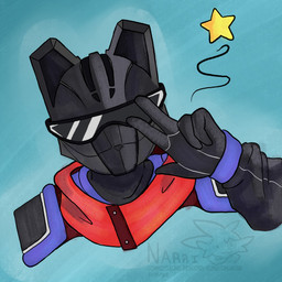 armor clothing faceless_character gesture gloves hand_gesture handwear headgear headwear helmet male race_car_driver scarf shoulder_pads solo star yumuyumu project:_eden's_garden jett_dawson human humanoid mammal 1:1