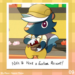 4_fingers anthro bent_arm blue_tail box brown_inner_ear button_(fastener) cheek_tuft clothing container facial_tuft fingers footwear fur hair hat headgear headwear holding_clothing holding_footwear holding_object holding_shoes inside light looking_at_viewer male male_anthro mouthless multicolored_body multicolored_fur multicolored_tail number orange_nose photo pink_clothing pink_footwear pink_shoes polishing pupils red_clothing red_eyes red_footwear red_shoes rolled_up_sleeves shelf shoes short_hair solo standing sunlight suspenders tail tan_dress_shirt text title tuft wall_(structure) white_body white_fur white_hair white_pupils white_tail yellow_clothing yellow_hat yellow_headwear yellow_wall cookieboy011 animal_crossing nintendo kicks_(animal_crossing) mammal mephitid skunk 1:1 2022 colored digital_drawing_(artwork) digital_media_(artwork) english_description english_text lighting shaded story story_in_description