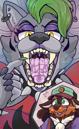 anthro clothing duo employee female fluffy headgear imminent_vore looking_at_viewer male male/female oral_vore piercing teeth threatening_vore uvula vore breadbitedog five_nights_at_freddy's five_nights_at_freddy's:_security_breach nintendo pokemon scottgames steel_wool_studios pecan_(soulvixen) roxanne_wolf african_wild_dog canid canine canis generation_4_pokemon lucario mammal pokemon_(species) wolf hi_res