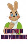 anthro blue_eyes blush gesture hand_gesture looking_at_viewer pointing pointing_at_viewer simple_background solo text white_background metalslayer i_want_you soyuzmultfilm well_just_you_wait! uncle_sam zayats_(wjyw) hare lagomorph leporid mammal english_text hi_res meme