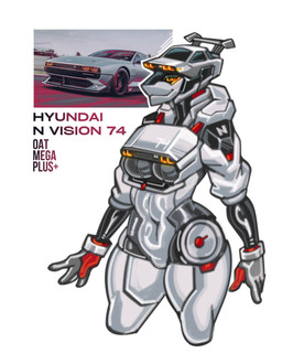 alternate_species anthro anthrofied big_breasts black_body breasts car female furrification grey_body machine multicolored_body solo text thick_thighs vehicle white_body oatmegaplus hyundai_n_vision_74 animate_inanimate living_car living_machine living_vehicle robot 2025 absurd_res english_text hi_res reference_image