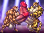 anthro anthro_on_anthro balls big_balls big_muscles big_penis biped duo erection genitals huge_balls huge_muscles huge_penis humanoid_genitalia humanoid_penis hyper hyper_balls hyper_genitalia hyper_muscles hyper_penis interspecies male male/male muscular muscular_male penis standing interval bear felid mammal pantherine tiger 4:3