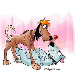 duo feral heart_symbol love male male/male toony unknown_artist dc_comics krypto_the_superdog beane_(krypto_the_superdog) beazel_(krypto_the_superdog) canid canine canis domestic_dog mammal 2005 signature source_request