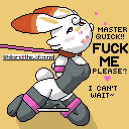 ahegao bandage bdsm begging blush bodily_fluids bondage bound breasts buckteeth clothed clothing collar cum dialogue embarrassed female genital_fluids heart_symbol kneeling leash legwear looking_pleasured master pose precum profanity simple_background solo teeth text thick_thighs thigh_highs hikaru_the_kitsune nintendo pokemon generation_8_pokemon lagomorph mammal pokemon_(species) scorbunny 1:1 2019 digital_media_(artwork) english_text hi_res pixel_(artwork)