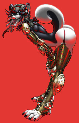 4_toes anthro armwear bent_over big_butt biped black_body black_claws black_finger_claws black_fur black_hair black_nose black_toe_claws blue_eyes bubble_butt butt cigarette cigarette_in_mouth claws clothing communism countershade_face countershade_fur countershade_tail countershade_torso countershading curled_tail feet finger_claws fingers fur hair hammer_and_sickle hand_on_knee hand_on_leg hand_on_own_knee hand_on_own_leg hat headgear headwear humanoid_hands legwear long_tongue looking_at_viewer male male_anthro monotone_background multicolored_body multicolored_fur object_in_mouth open_mouth open_smile partially_clothed_anthro partially_clothed_male pawpads piercing pink_pawpads pink_tongue plantigrade politics red_background russian side_view simple_background smile smiling_at_viewer solo soviet_union tail teeth text text_on_armwear text_on_clothing text_on_legwear thigh_highs toe_claws toes tongue tongue_piercing two_tone_body two_tone_fur whisker_spots white_body white_countershading white_fur gideon alexi_(gideon) canid canine canis domestic_dog husky mammal nordic_sled_dog spitz absurd_res digital_drawing_(artwork) digital_media_(artwork) full-length_portrait hi_res portrait shaded