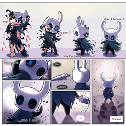 blue_eyes brown_hair clothing_loss dialogue forced forced_transformation hair human_to_humanoid male solo species_transformation transformation lisher001 hollow_knight_(franchise) team_cherry the_knight_(hollow_knight) human humanoid mammal 1:1 comic hi_res