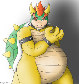 anthro armband belly big_belly bracelet claws collar fangs hair horn jewelry looking_at_viewer male mostly_nude navel nude overweight overweight_anthro overweight_male scales sharp_teeth shell slightly_chubby slightly_chubby_anthro slightly_chubby_male solo spiked_armband spiked_bracelet spiked_collar spiked_shell spikes spikes_(anatomy) standing teeth wide_crotch reagan700 mario_bros mythology nintendo bowser dragon koopa mythological_creature mythological_scalie scalie 2010 signature