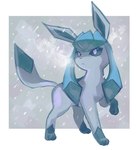 ambiguous_gender blue_body blue_eyes feral paws raised_leg simple_background snow solo tail dietranch nintendo pokemon eeveelution generation_4_pokemon glaceon pokemon_(species) 2024 hi_res