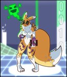 anthro armwear black_sclera breasts bridal_gauntlets clothing computer_virus_(program) eyewear female fluffy fluffy_tail glasses hypnosis mind_control solo spiral_eyes tail wide_hips outletdraws bandai_namco digimon data_(wouhlven) canid canine digimon_(species) mammal renamon 2018 hi_res