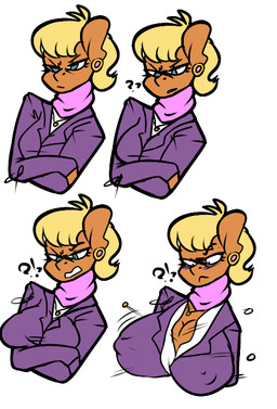 anthro anthrofied areola big_breasts blonde_hair breast_expansion breasts brown_body brown_fur cleavage clothed clothing erect_nipples exclamation_point expansion female fur hair huge_breasts interrobang nipples question_mark simple_background solo unimpressed wardrobe_malfunction white_background ct skullman777 friendship_is_magic hasbro my_little_pony ms._harshwhinny_(mlp) earth_pony equid equine horse mammal pony