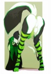 anthro anus ass_up backsack balls bent_over biped black_body black_clothing black_fur black_hair black_panties black_underwear border butt clothed clothing crossdressing digitigrade erection feet femboy footwear fur fur_markings genitals glistening green_background green_body green_clothing green_eyes green_footwear green_fur green_hair green_legwear green_penis green_skin green_socks green_stripes green_thigh_highs green_thigh_socks hair legwear long_hair male markings multicolored_body multicolored_clothing multicolored_footwear multicolored_fur multicolored_legwear multicolored_socks multicolored_thigh_highs multicolored_thigh_socks panties panties_down partially_clothed pattern_clothing pattern_footwear pattern_legwear pattern_socks pattern_thigh_highs pattern_thigh_socks penis perineum presenting presenting_hindquarters raised_arm raised_tail shadow shirt simple_background smile socks solo standing stockings striped_clothing striped_footwear striped_legwear striped_socks striped_thigh_highs striped_thigh_socks stripes tail thigh_highs thigh_socks topwear two_tone_clothing two_tone_footwear two_tone_legwear two_tone_socks two_tone_thigh_highs two_tone_thigh_socks underwear underwear_down undressing undressing_self white_background white_balls white_body white_border white_fur white_markings peritian james_(confrontedwolf) canid canine canis domestic_dog husky mammal nordic_sled_dog spitz wolf digital_media_(artwork) green_theme shaded