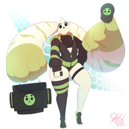 5_fingers anthro bottomwear cellphone clothing ear_hands electronics female fingers flat_chested footwear fur green_body green_fur halter_top hand_on_hip hat headgear headwear holding_cellphone holding_object holding_phone holding_smartphone hoodie huge_ears legband legwear looking_at_viewer phone plantigrade raised_heel shoes shorts simple_background smartphone smile sneakers solo standing stockings thick_thighs topwear white_background white_body white_fur wide_hips blazethefox bandai_namco digimon terri_(blazethefox) digimon_(species) terriermon 1:1 2026 hi_res signature