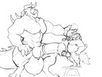 anthro balls duo genitals horn hybrid_genitalia hybrid_penis hyper hyper_genitalia lube male male/male muscular muscular_male penetration penis simple_background size_difference stretched_urethra urethra urethral urethral_penetration jasonsmile canid canine hybrid mammal 4:3 monochrome