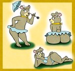 anthro big_butt bikini butt clothed clothing female looking_at_viewer looking_back lying on_side swimwear two-piece_swimsuit upskirt wide_hips marcodile cartoon_network hanna-barbera yogi_bear cindy_bear bear mammal hi_res